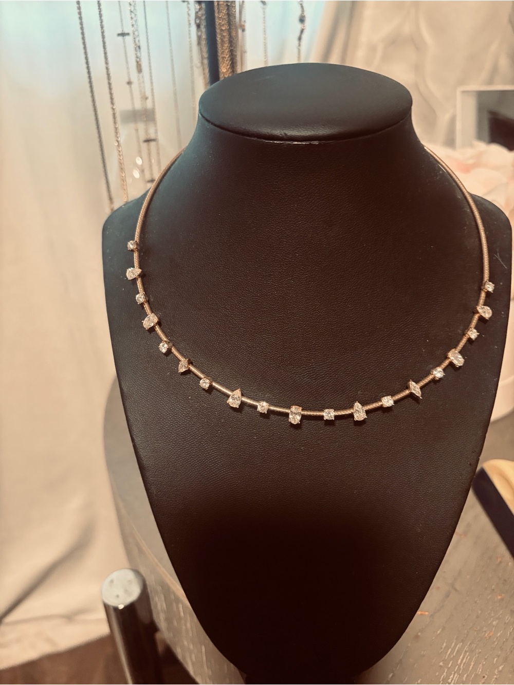 Gold-Tone Crystal Station Necklace - Elegant Women's Jewelry
